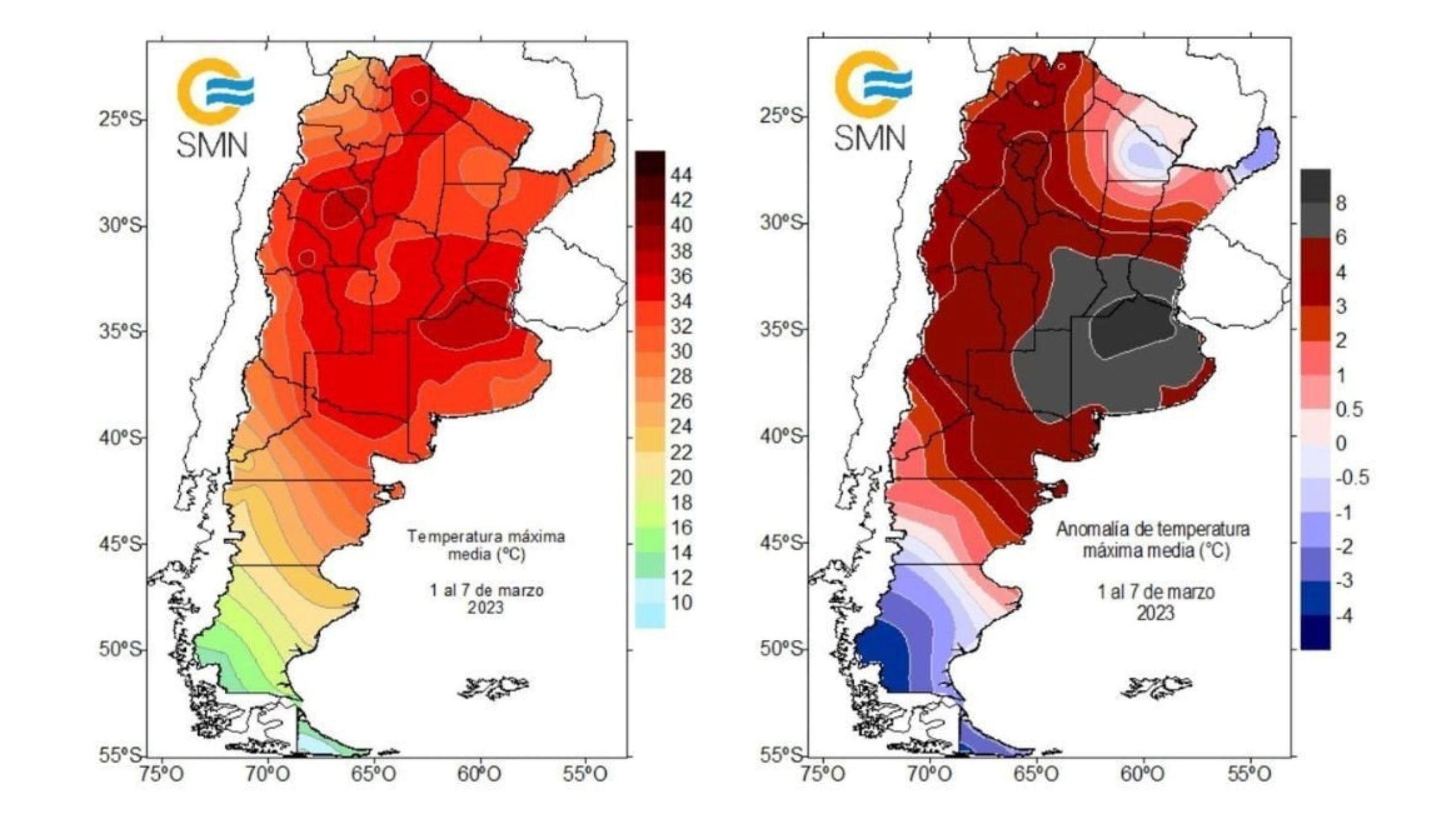 El Servicio Meteorológico tuvo que agregar un color en sus mapas por la ola de calor