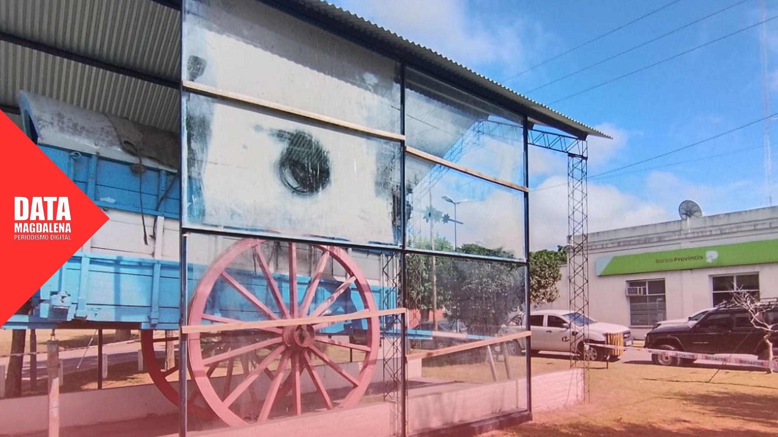 Resguardan la carreta hist&oacute;rica de Bavio con blidex