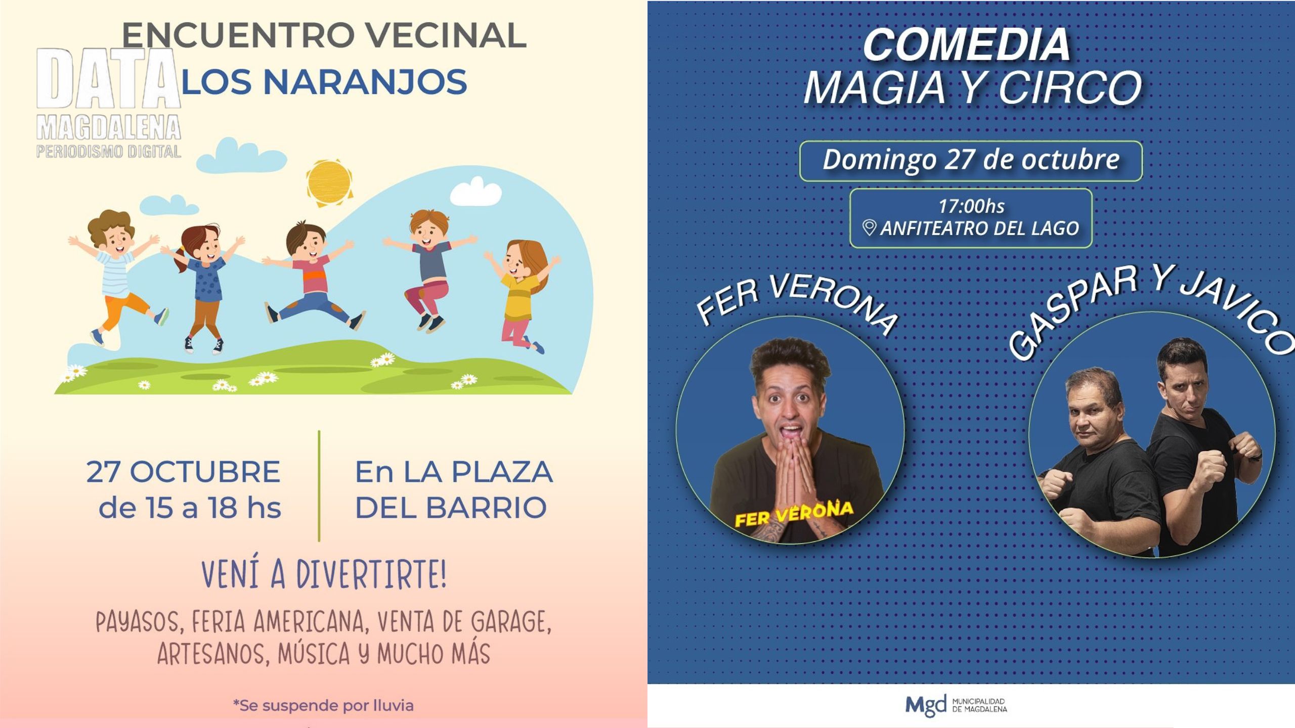 🗓️Fin de semana de espectáculos en Magdalena: ¡música, ferias y show de comedia!